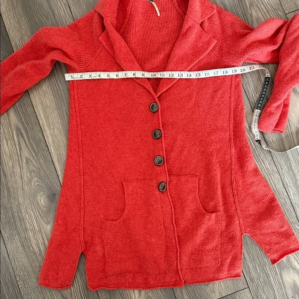 Free people orange wool cardigan jacket coat oversized knit trench